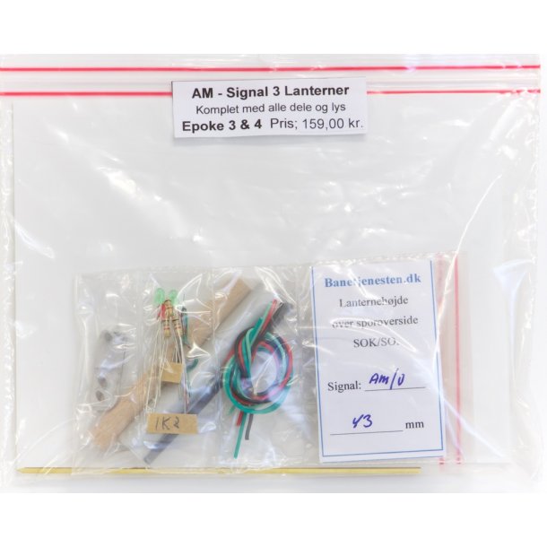 Automatisk mellemblok ( AM ) signal med 3 lanterner. komplet