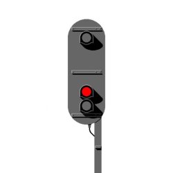 Automatisk mellemblok ( AM ) signal med 3 lanterner. komplet