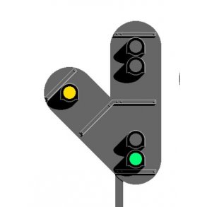 Indkrsels signal med forgrening venstre. 4+1 lanterner. komplet
